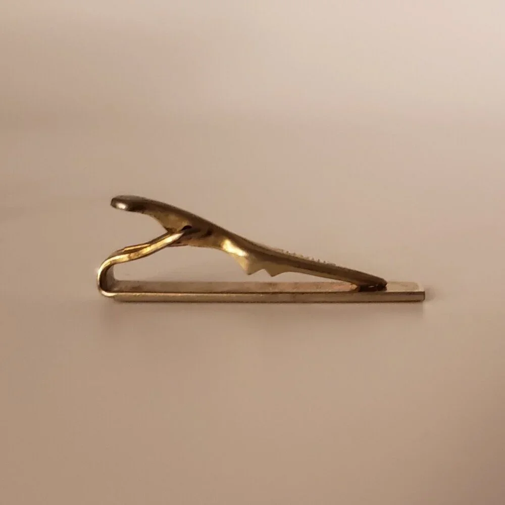 Vintage Swank Men's Gold Tone Cuff Links Tie Clip Set Square Art Deco Geometric